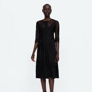 Zara lace mid dress- black